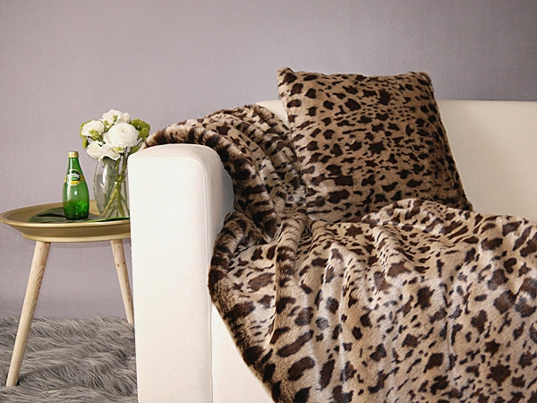 Leopard Jacquard Plaids Faux Fur Throws Home Decoration Fake Fur Blankets