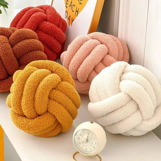 Oreiller en velours Teddy, coussin de lit, de voiture, canapé, salon, mignon, baie vitrée sphérique, noué, vente en gros